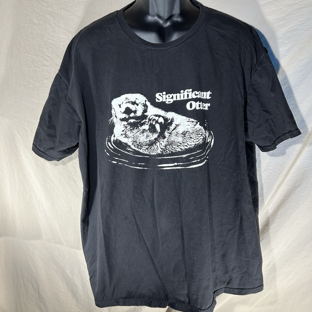 Significant Otter T Shirt Mens 2XL Black Funny Animal Pun Graphic Tee